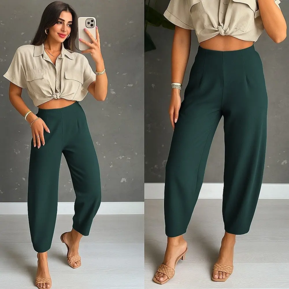 Lucky Life Kadın Yüksek Bel Krep Pantolon