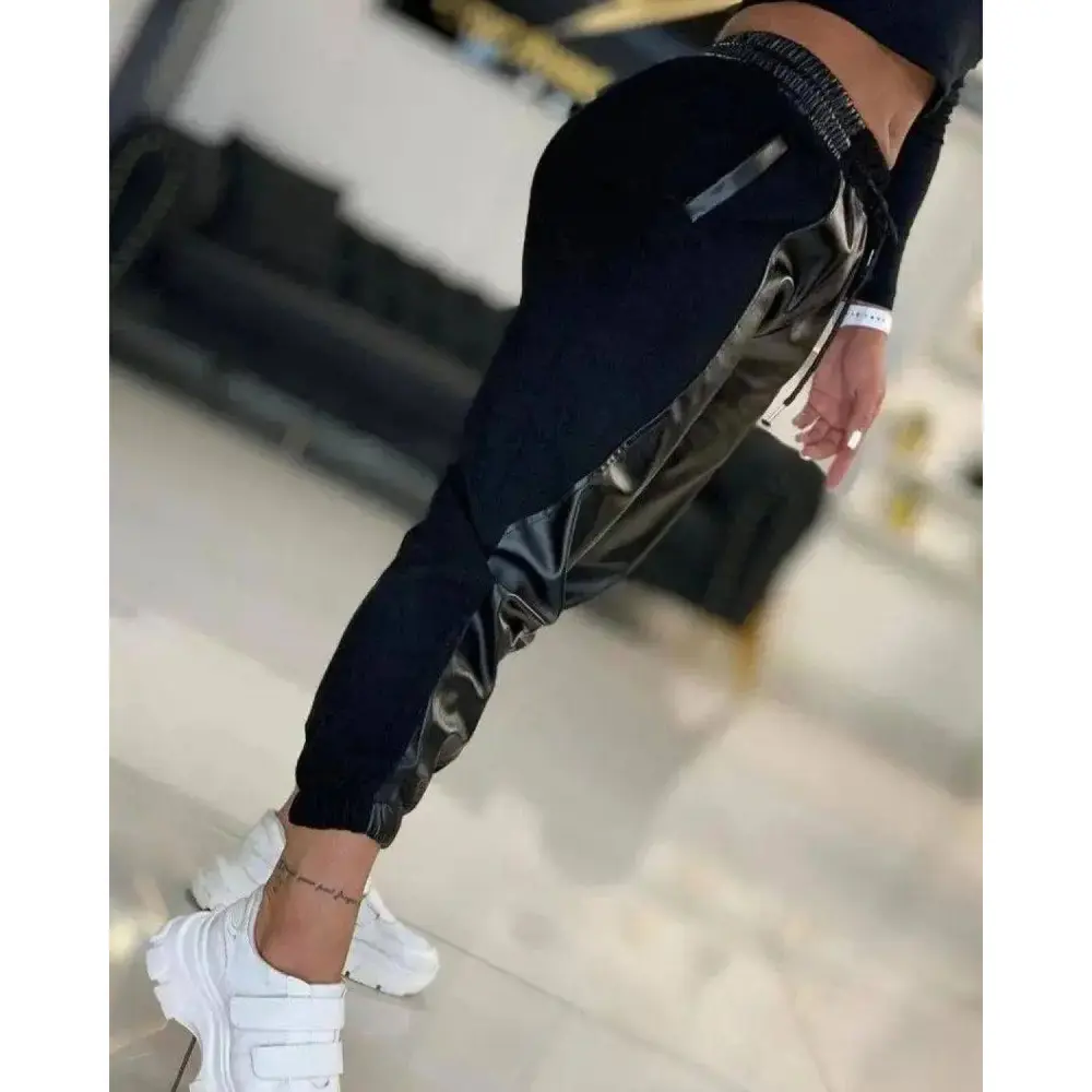 Lucky Life Kadın Yüksek Bel Lastikli Cepli Deri Detaylı Dalgıç Pa