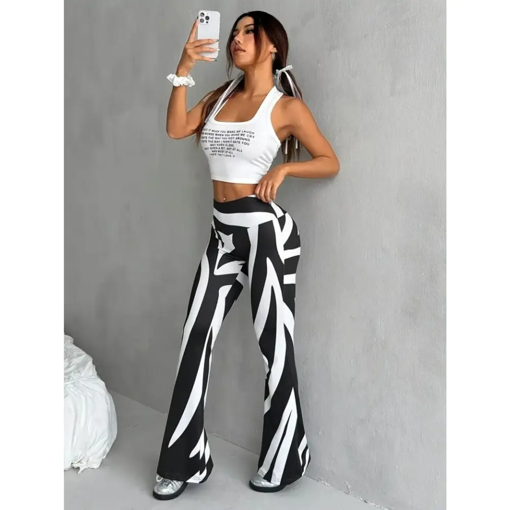 Lucky Life Kadın Yüksek Bel Zebra Desenli Dalgıç Tayt