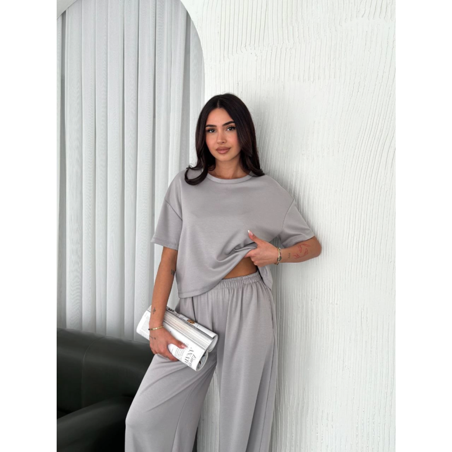 Lucky Life Lucky Life Kadın Yumuşak Dokulu Kumaş Bisiklet Yaka T-