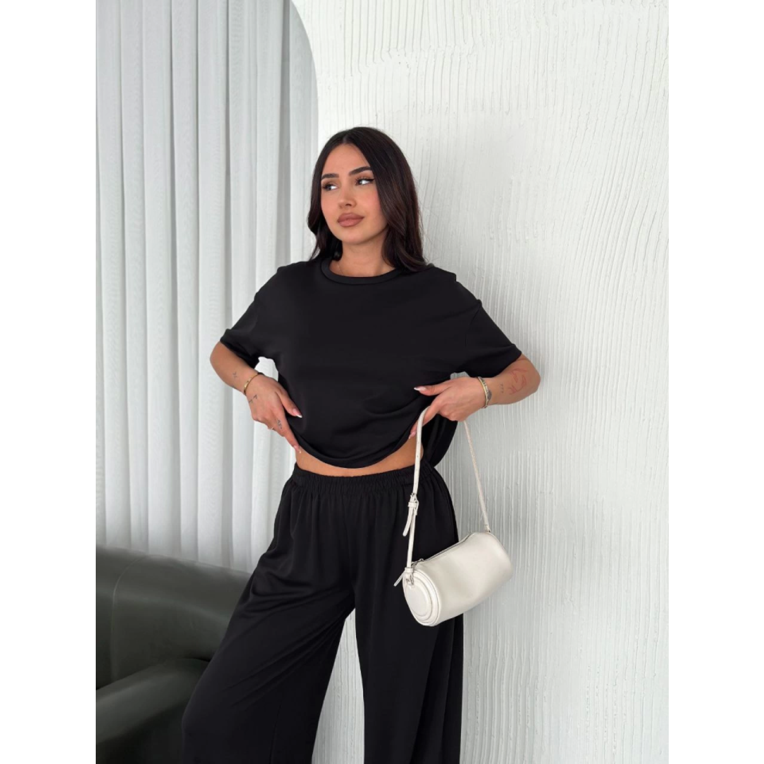 Lucky Life Lucky Life Kadın Yumuşak Dokulu Kumaş Bisiklet Yaka T-