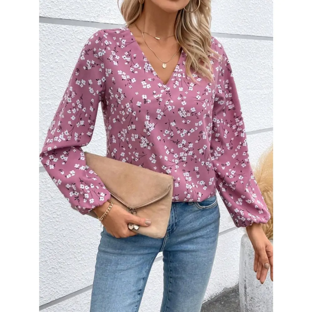 Lucky Life Lucky Life Kadın Uzun Kollu V Yakalı çiçek Desenli Mod