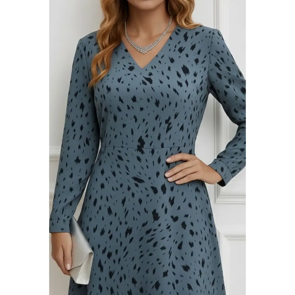 Lucky Life Lucky Life Kadın Uzun Kollu V Yakalı Desenli Kısa Kete