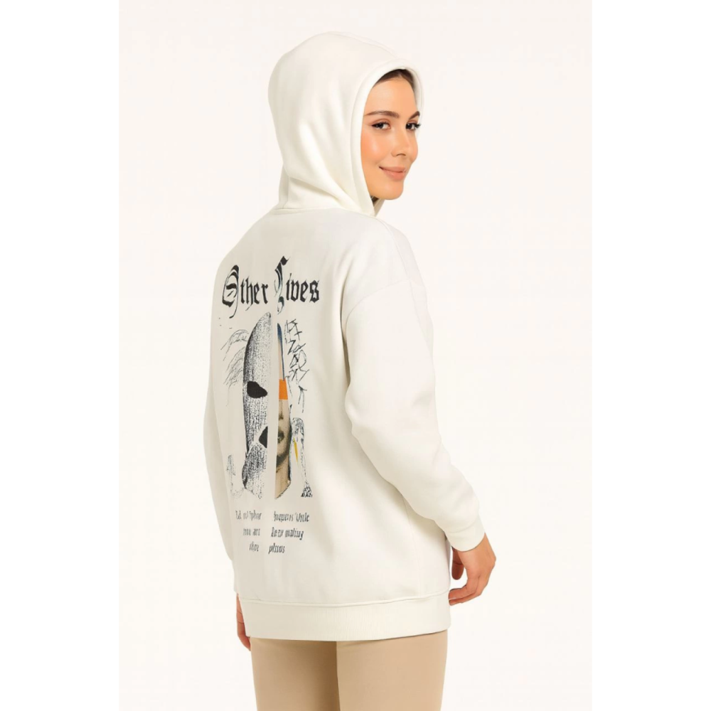 Lucky Life Oversize Üç İplik Şardonlu Kapüşonlu Sweatshirt – Beya Lucky Life Oversize Üç İplik Şardonlu Kapüşonlu Sweatshirt – Beya