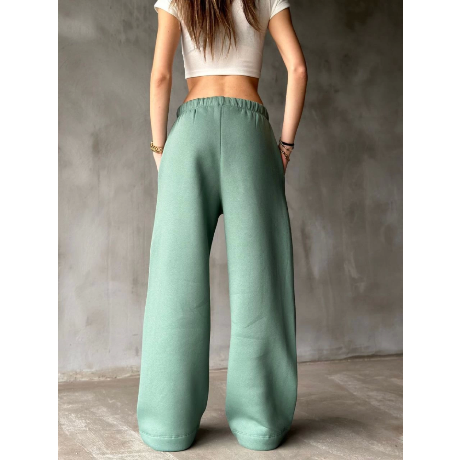 Lucky Life Palazzo Bol Paça Eşofman Pantolon - Yeşil