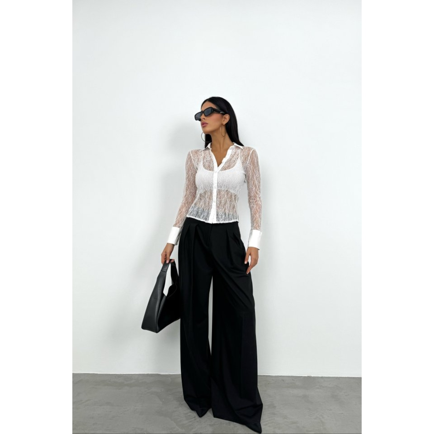 Lucky Life Polo Yaka Dantel Bluz