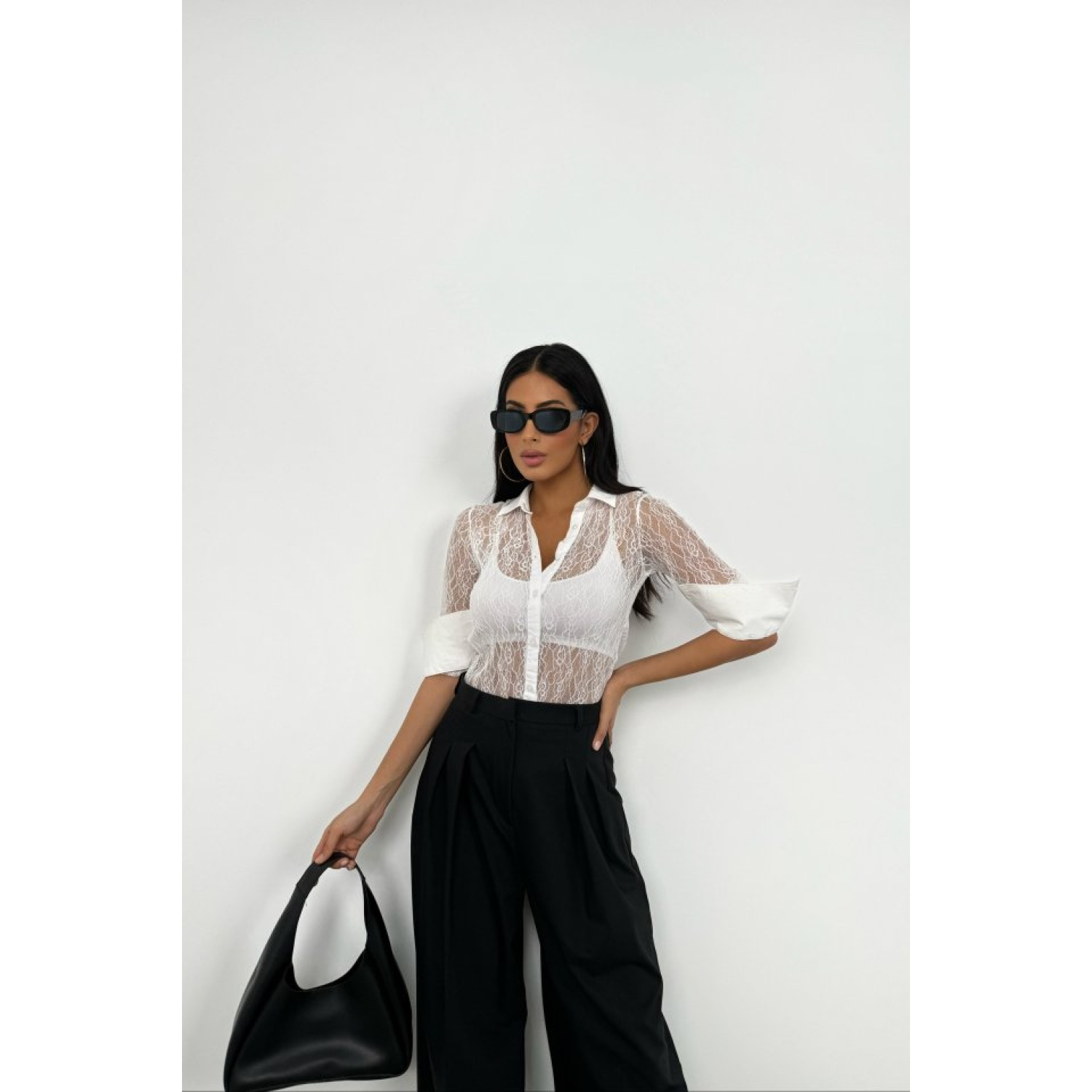 Lucky Life Polo Yaka Dantel Bluz