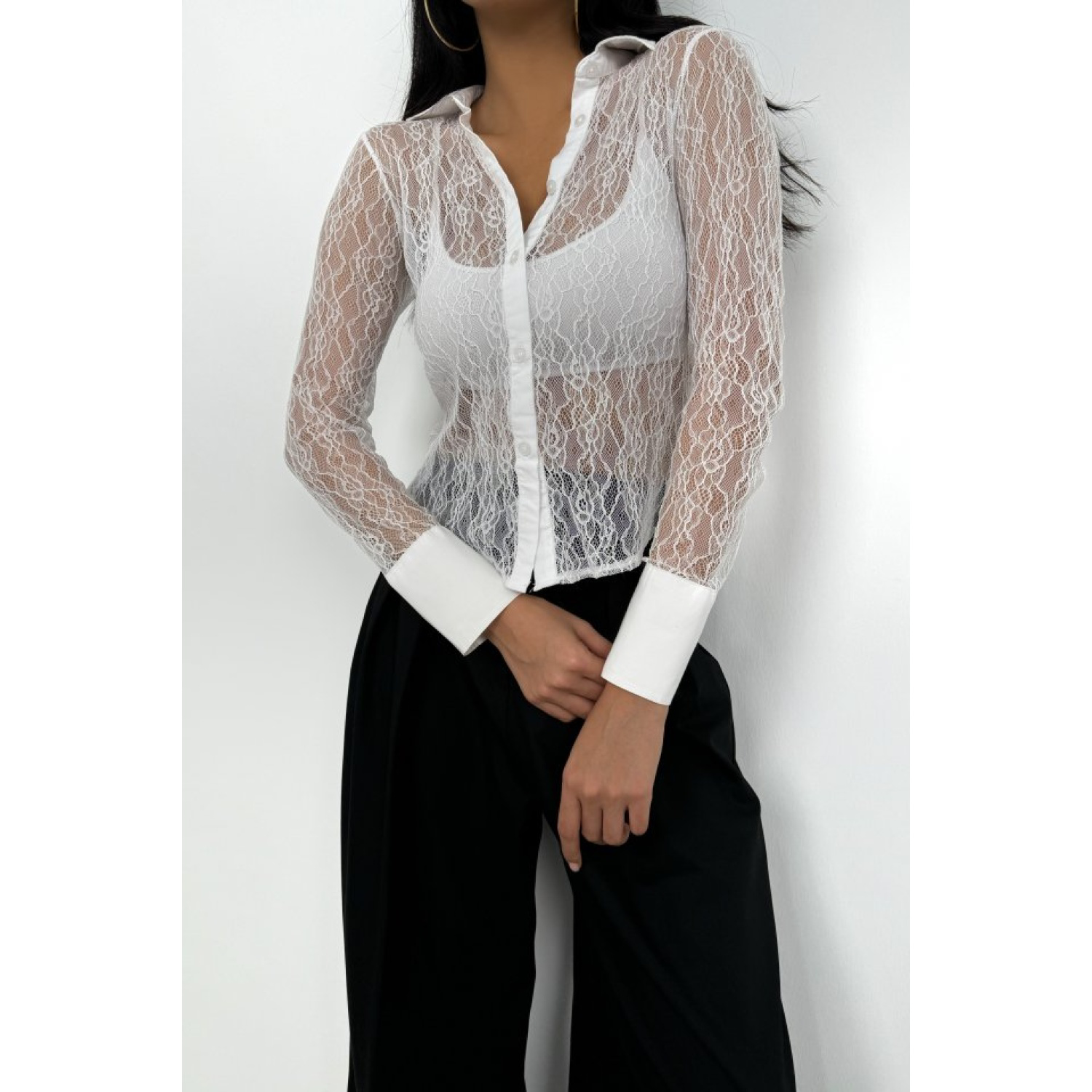 Lucky Life Polo Yaka Dantel Bluz