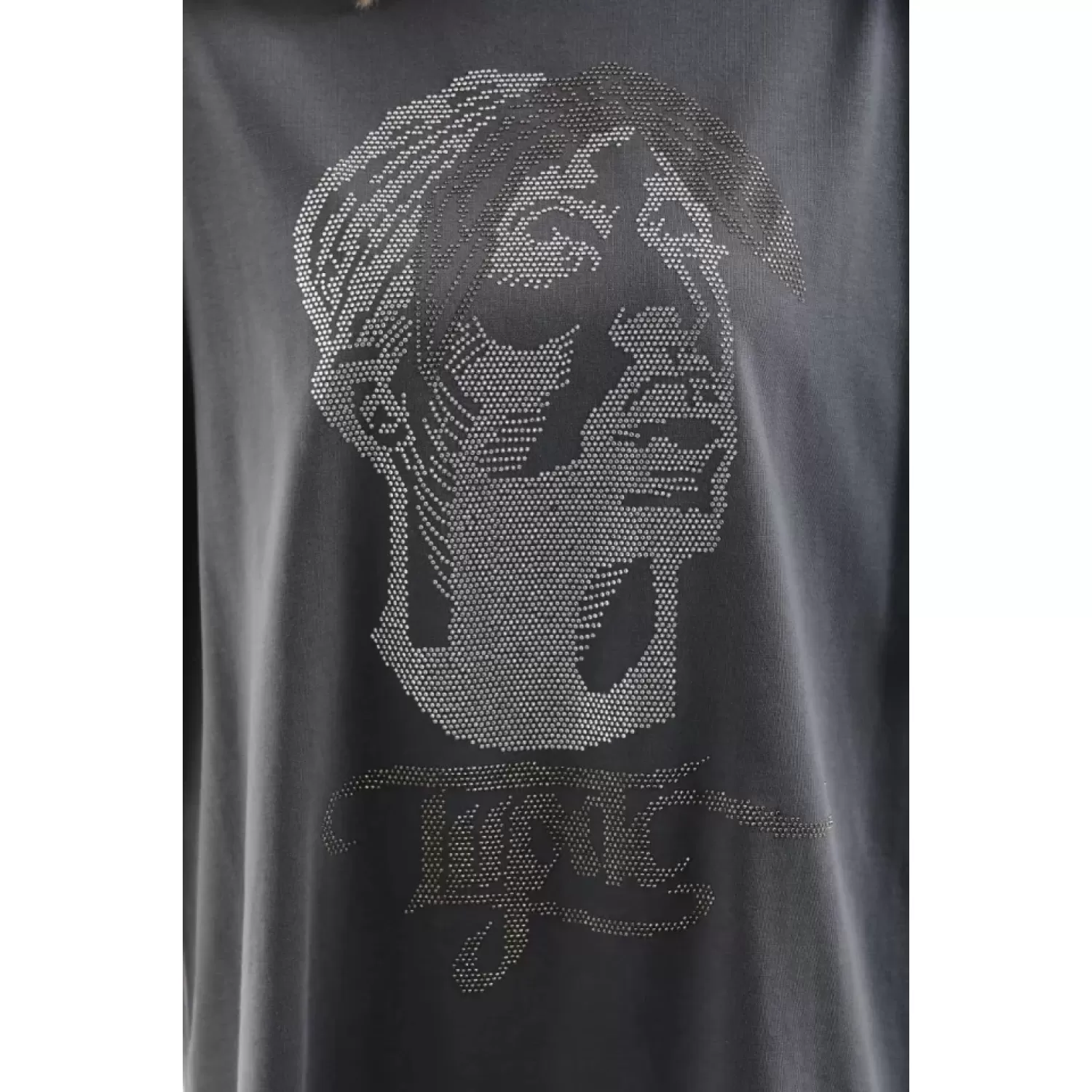 Lucky Life Unisex Taş Desenli Oversize T-Shirt - Füme