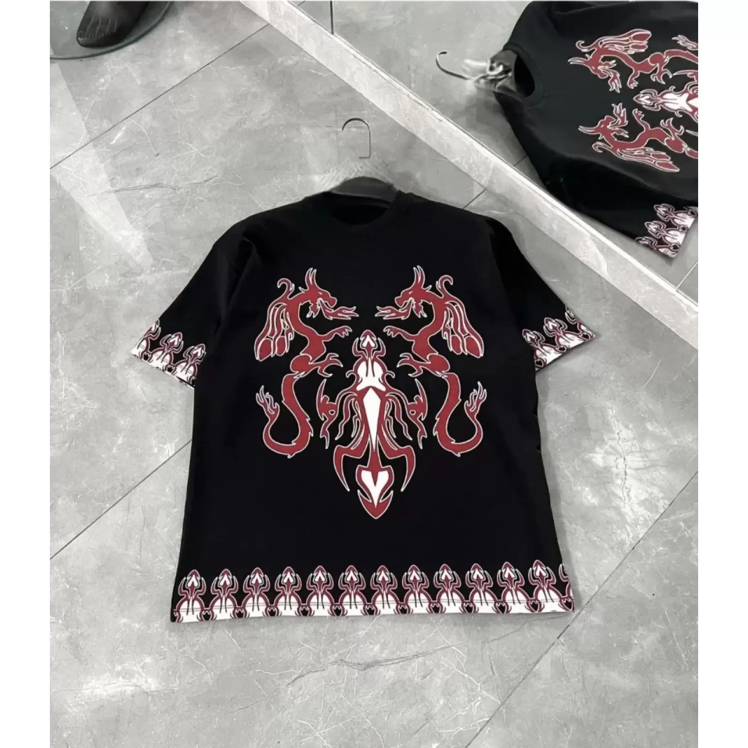 Lucky Life Unisex Bisiklet Yaka Baskılı Oversize T-Shirt - Siyah