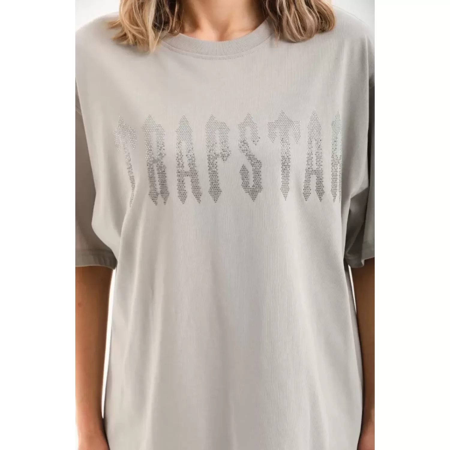 Lucky Life Unisex Taş Desenli Oversize T-Shirt - Gri