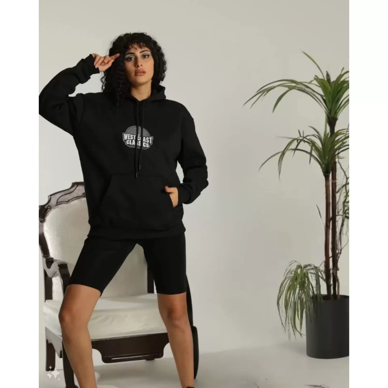Lucky Life Unisex Sırt Baskılı Kapüşonlu Üç İplik Oversize Sweats