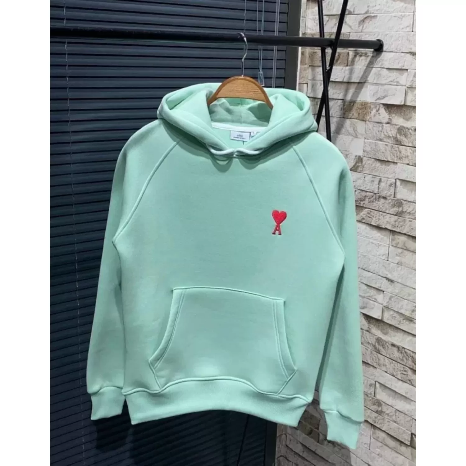 Lucky Life Unisex Kapşonlu Baskılı Sweetshirt - Mint Yeşili