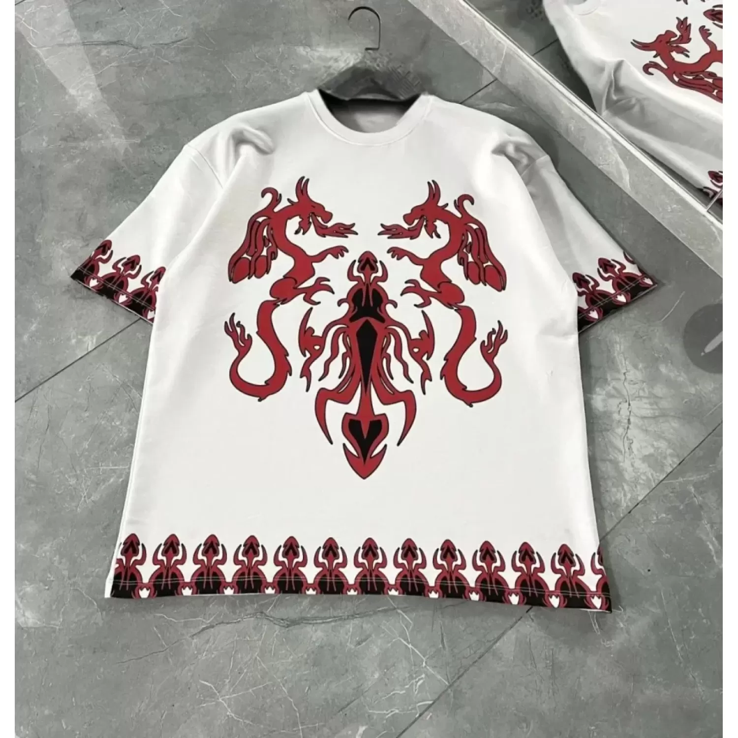 Lucky Life Unisex Bisiklet Yaka Baskılı Oversize T-Shirt - Beyaz