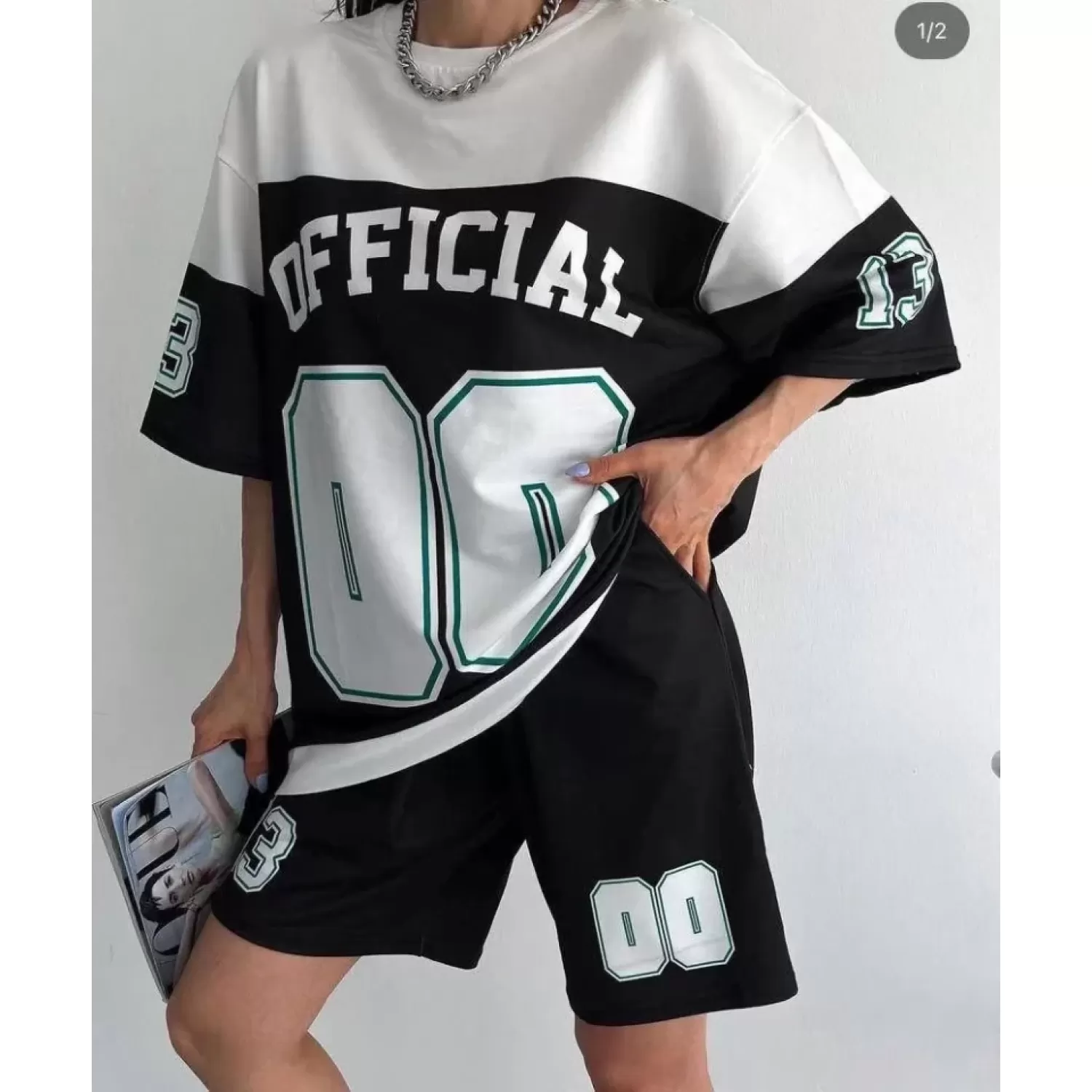 Lucky Life Unisex Dijital Baskılı Şortlu Takım - Siyah