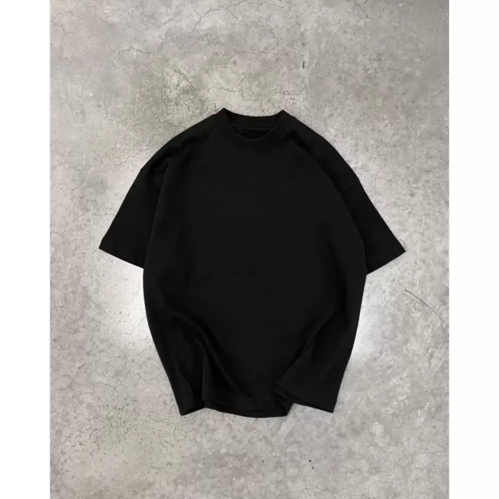 Lucky Life Unisex Basic Bisiklet Yaka Oversize T-Shirt - Siyah