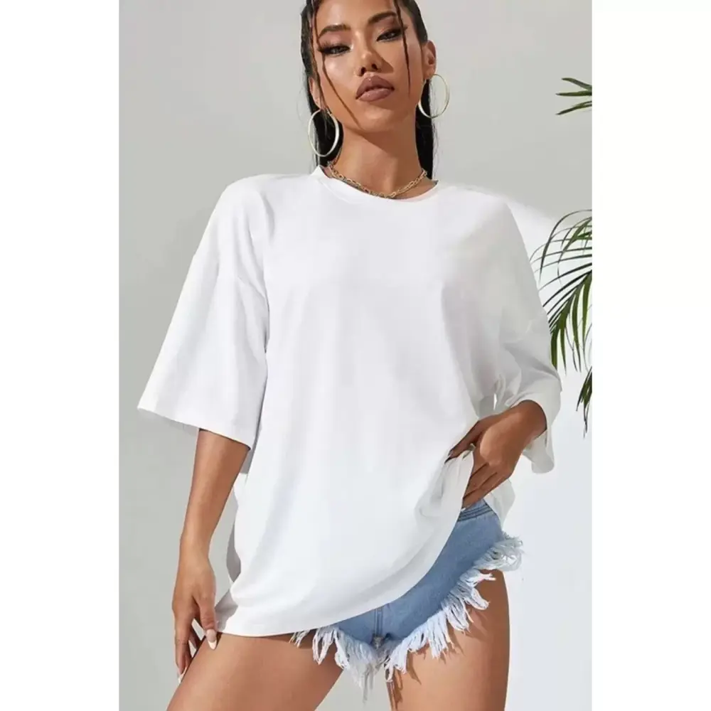 Lucky Life Unisex Baskılı Oversize T-Shirt - Beyaz