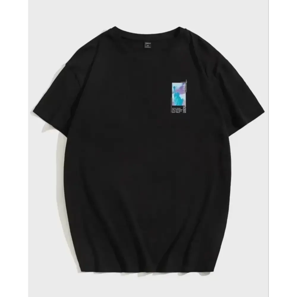 Lucky Life Unisex Baskılı Oversize T-Shirt - Siyah