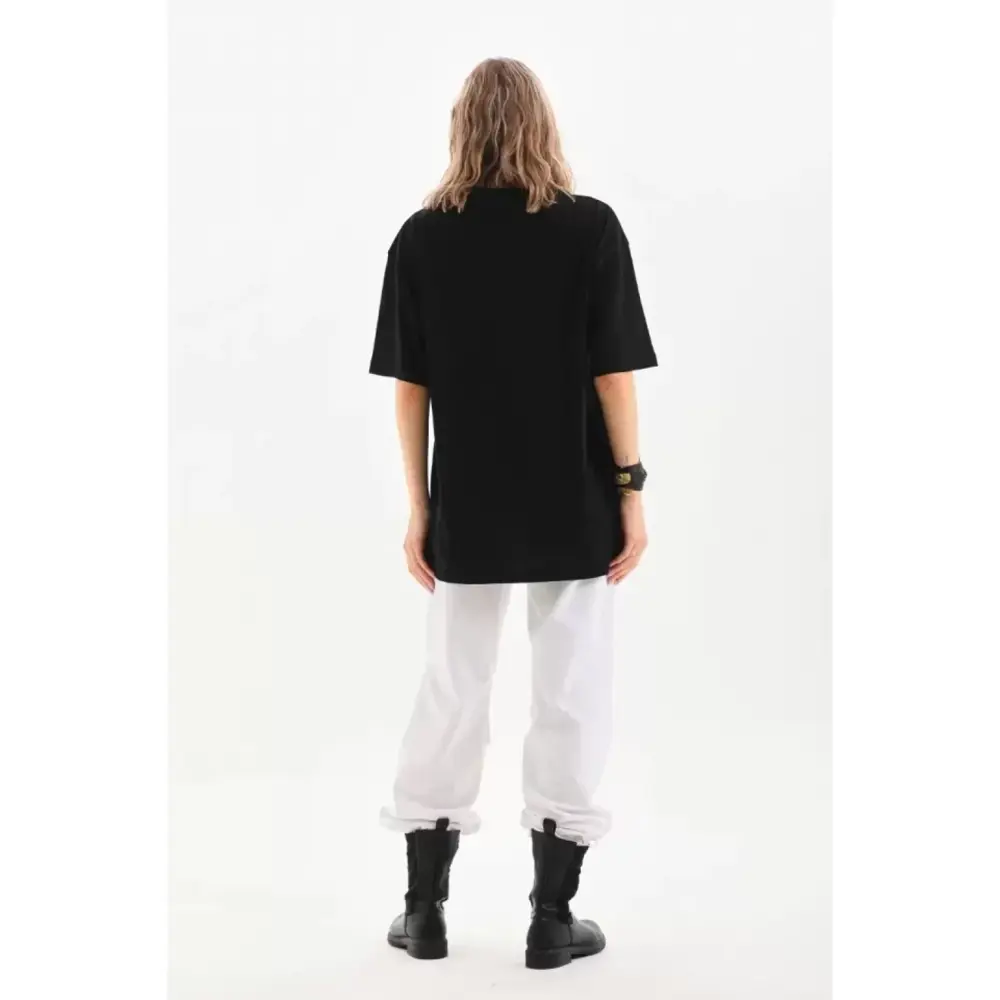 Lucky Life Unisex Bisiklet Yaka 20/1 Düz Oversize T-Shirt - Siyah