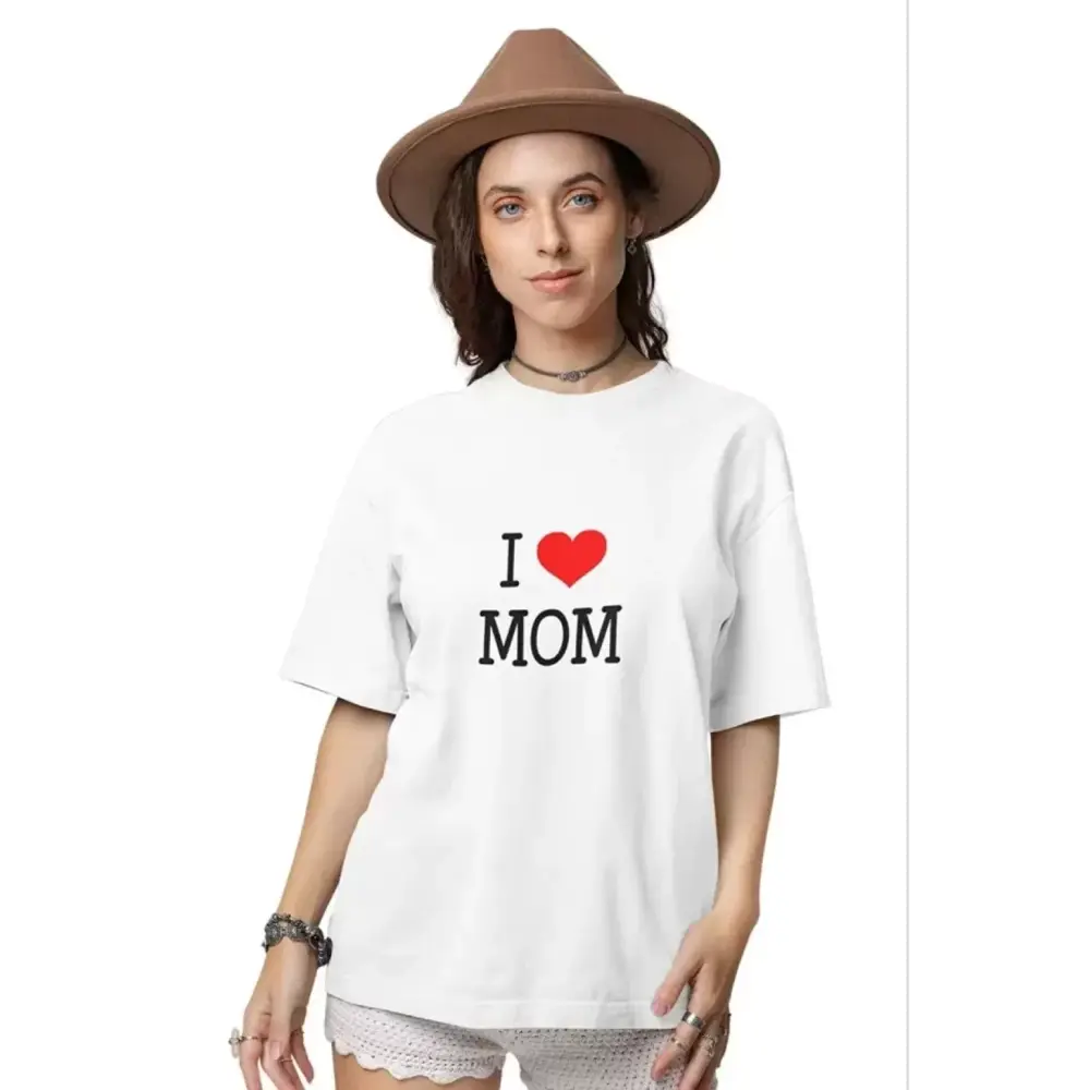 Lucky life Unisex Bisiklet Yaka Baskılı Oversize T-Shirt - Beyaz
