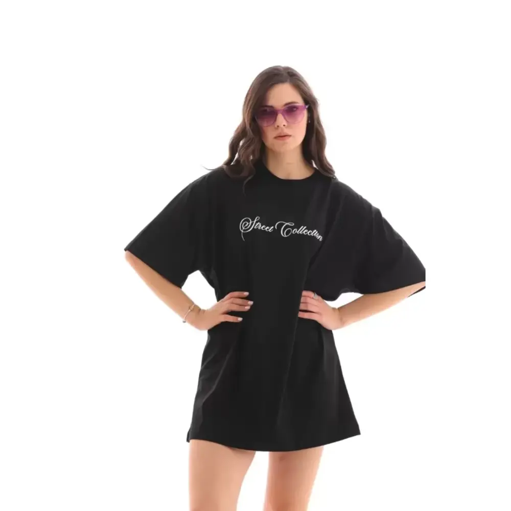 Lucky Life Unisex  Bisiklet Yaka Baskılı Oversize T-Shirt - Siyah