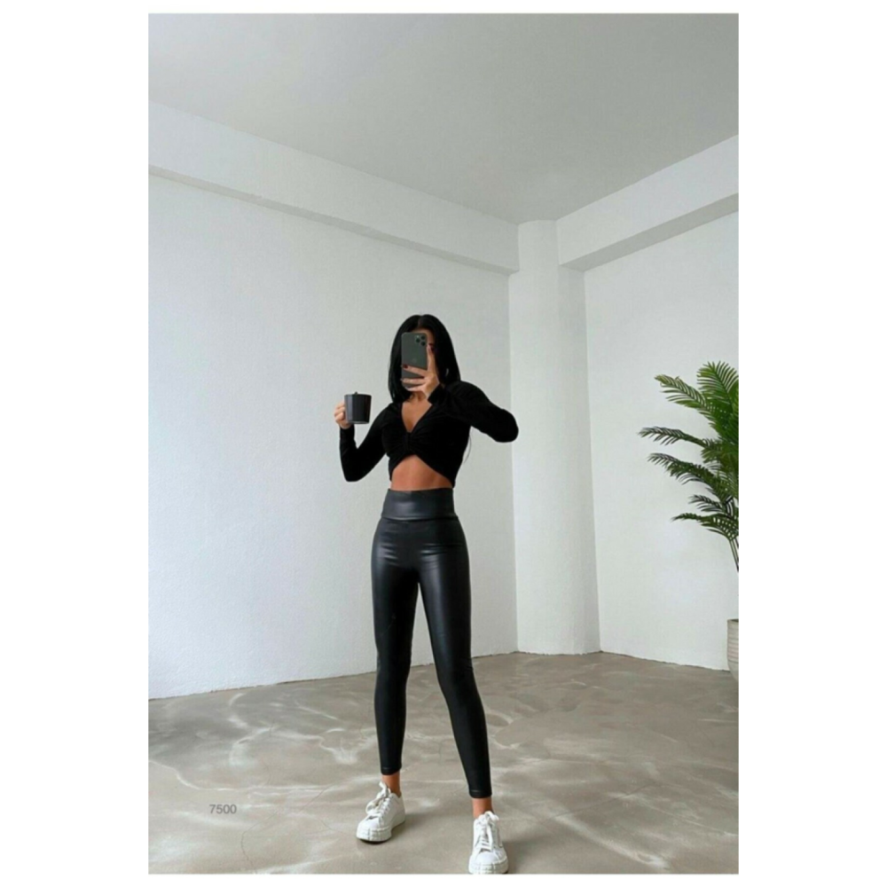 Lucky Life Yüksek Bel Toparlayıcı İçi Şardonlu Deri Tayt