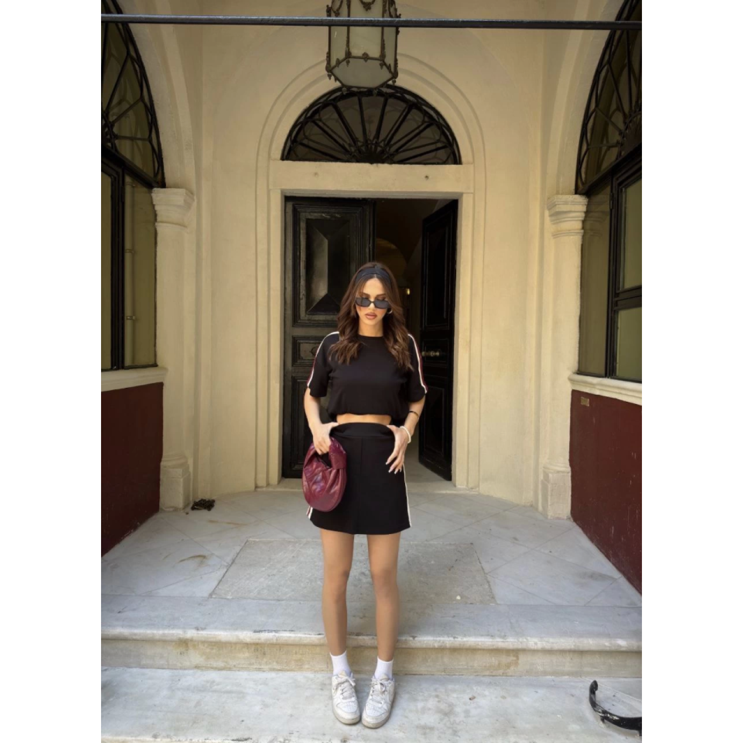 Lucky Life  Yumuşak Dokulu Kumaş Parçalı Bisiklet Yaka T-shirt Mi