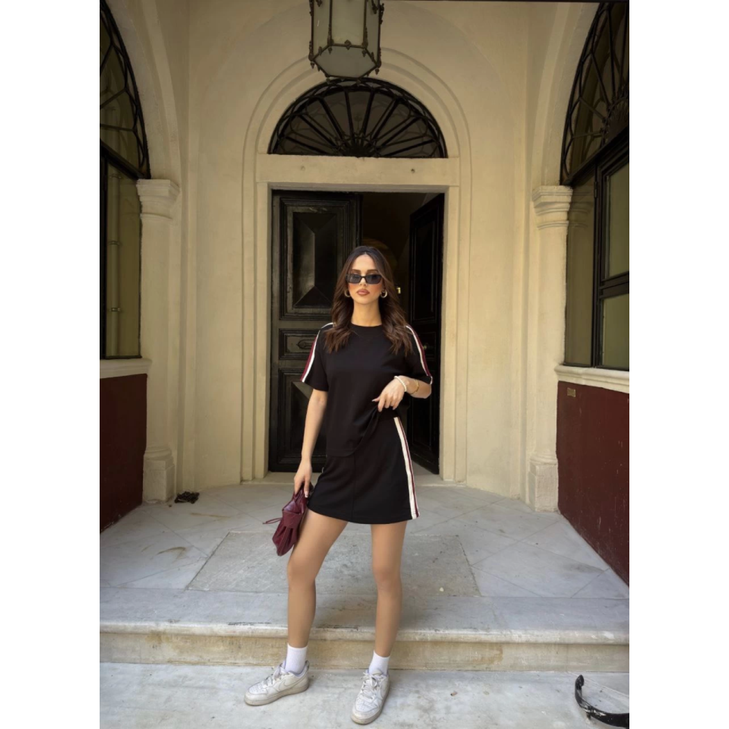 Lucky Life  Yumuşak Dokulu Kumaş Parçalı Bisiklet Yaka T-shirt Mi