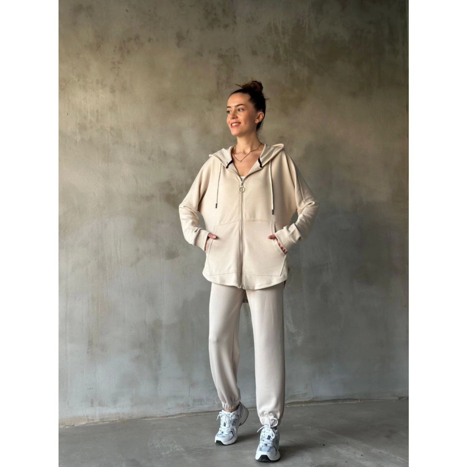 lUCKY Yumuşak Dokulu Kumaş Gogger Oval Kesim Kapüşonlu Fermuarlı 