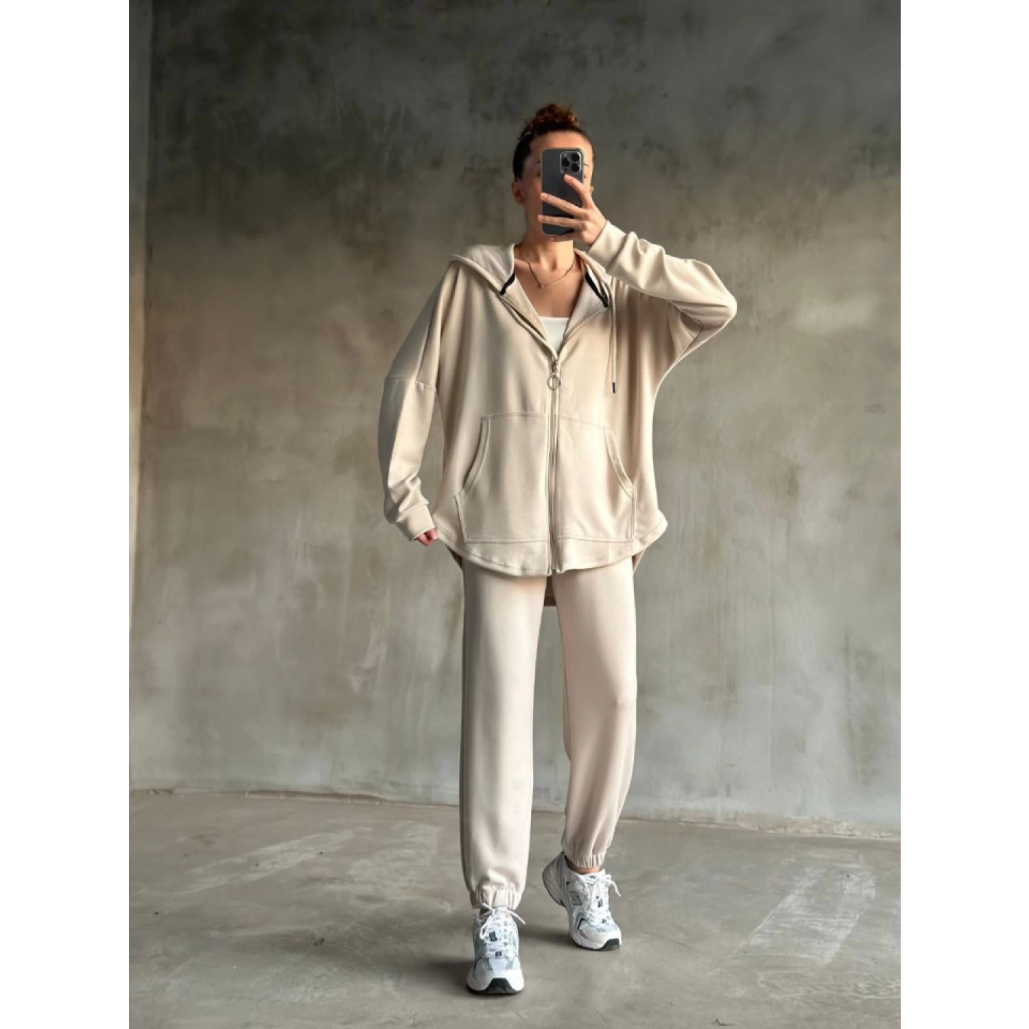 lUCKY Yumuşak Dokulu Kumaş Gogger Oval Kesim Kapüşonlu Fermuarlı 