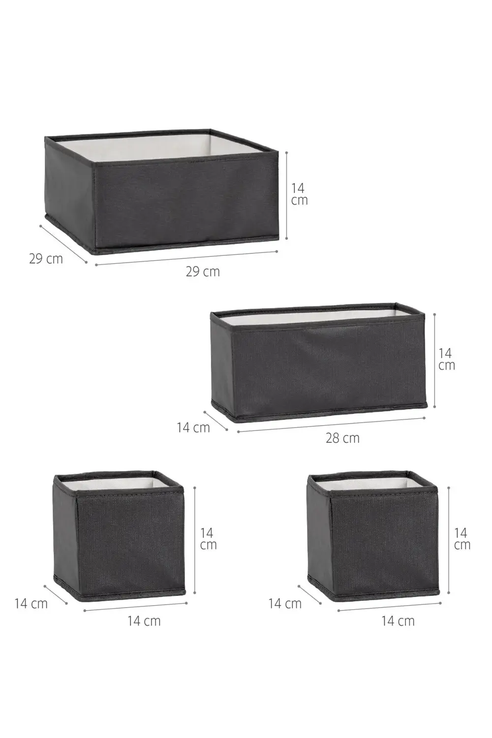 Lüks Antrasit 4'lü Çekmece ve Dolap İçi Düzenleyici Organizer Set