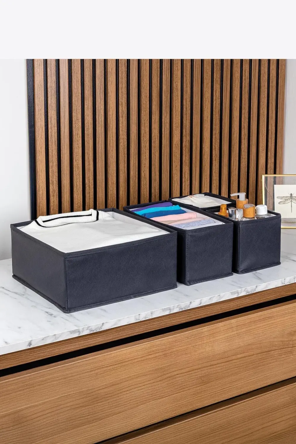 Lüks Antrasit 4'lü Çekmece ve Dolap İçi Düzenleyici Organizer Set