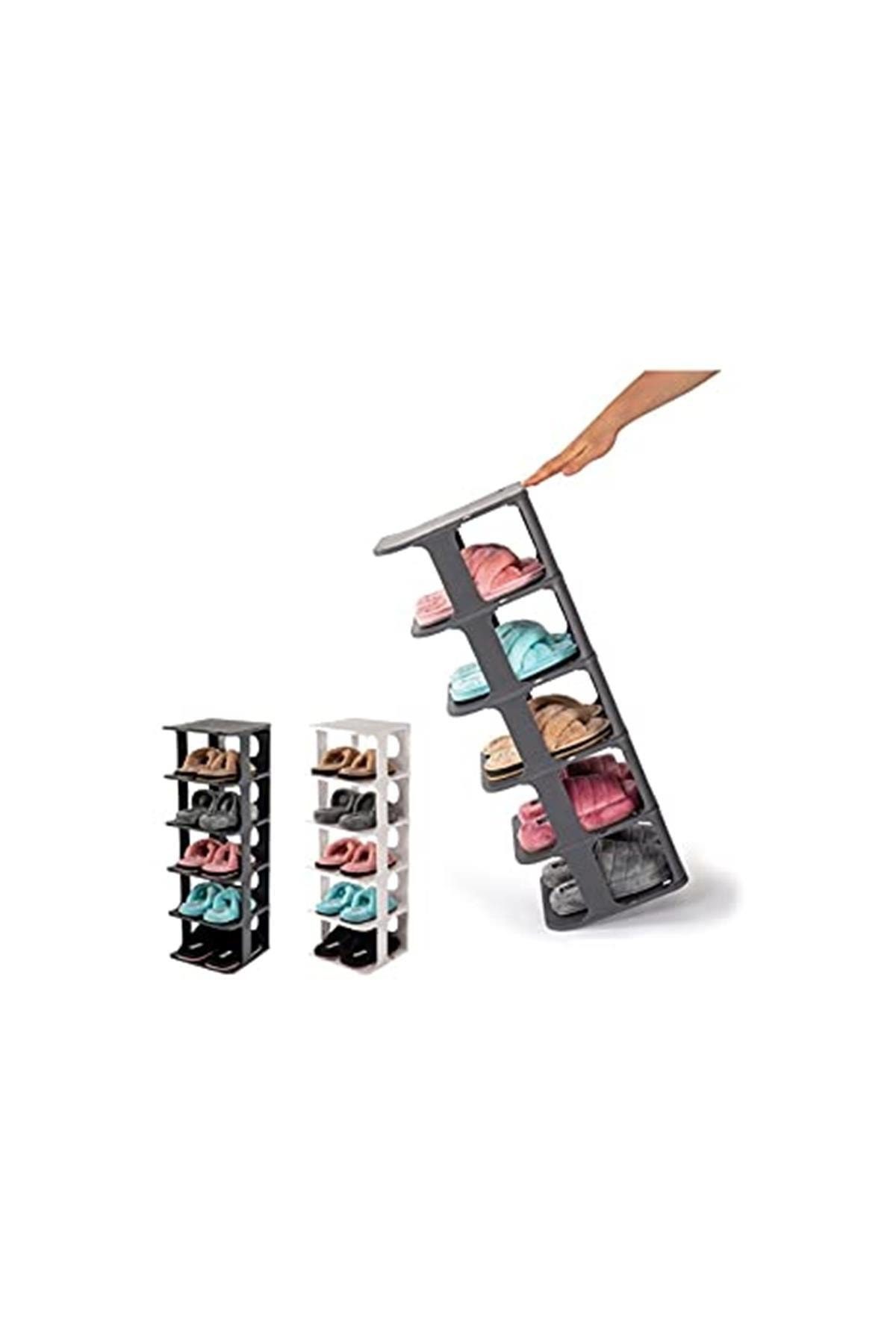 Omaş Lüks Ayakkabılık Düzenleyici Organizer 5 Katlı Anrasit Gri