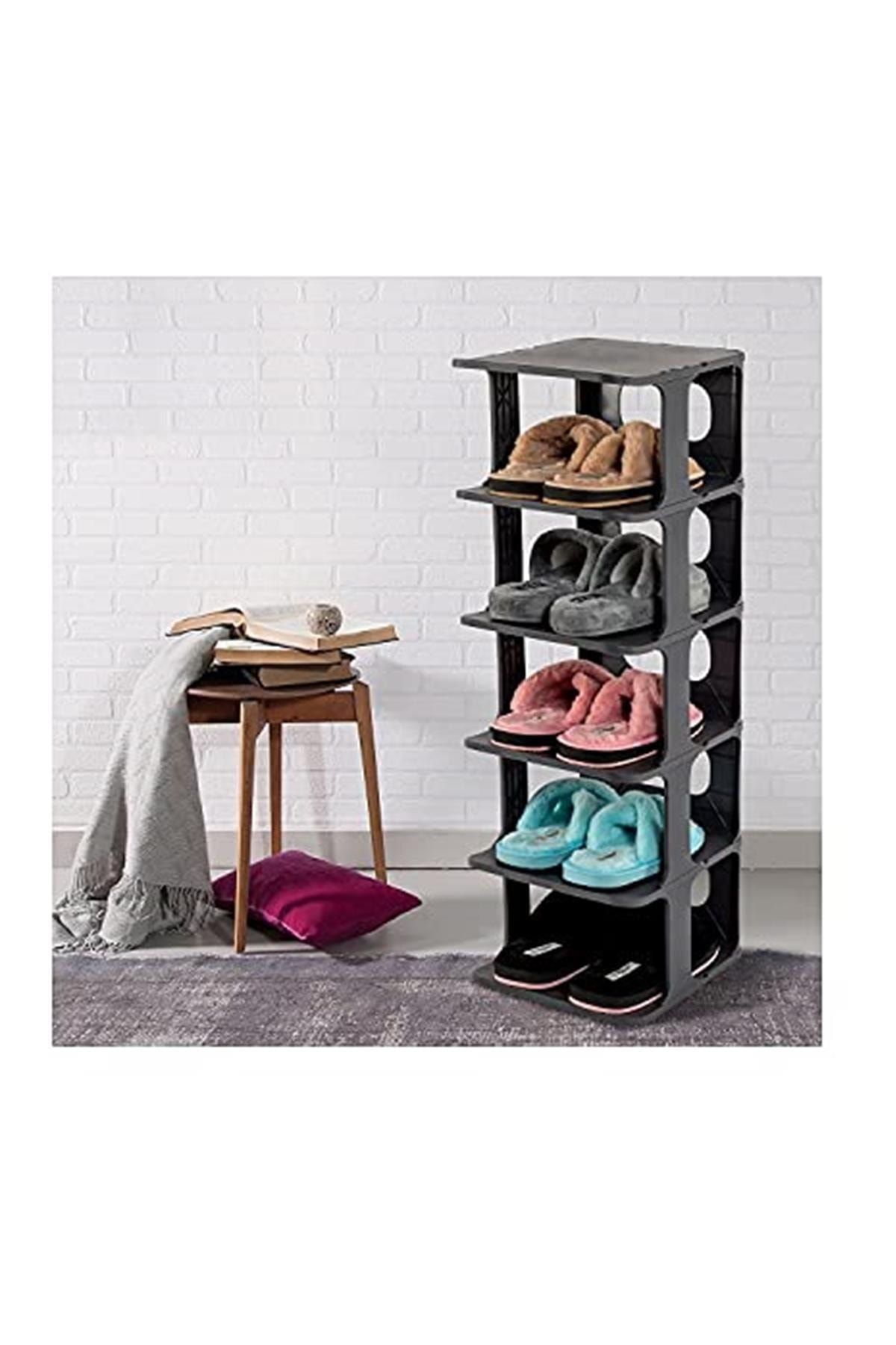 Omaş Lüks Ayakkabılık Düzenleyici Organizer 5 Katlı Anrasit Gri