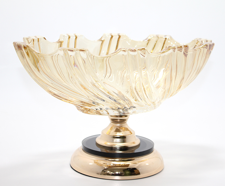 Lüks Kristal Cam Ayaklı Gondol Sunumluk Gold Detaylı Şık Tasarım