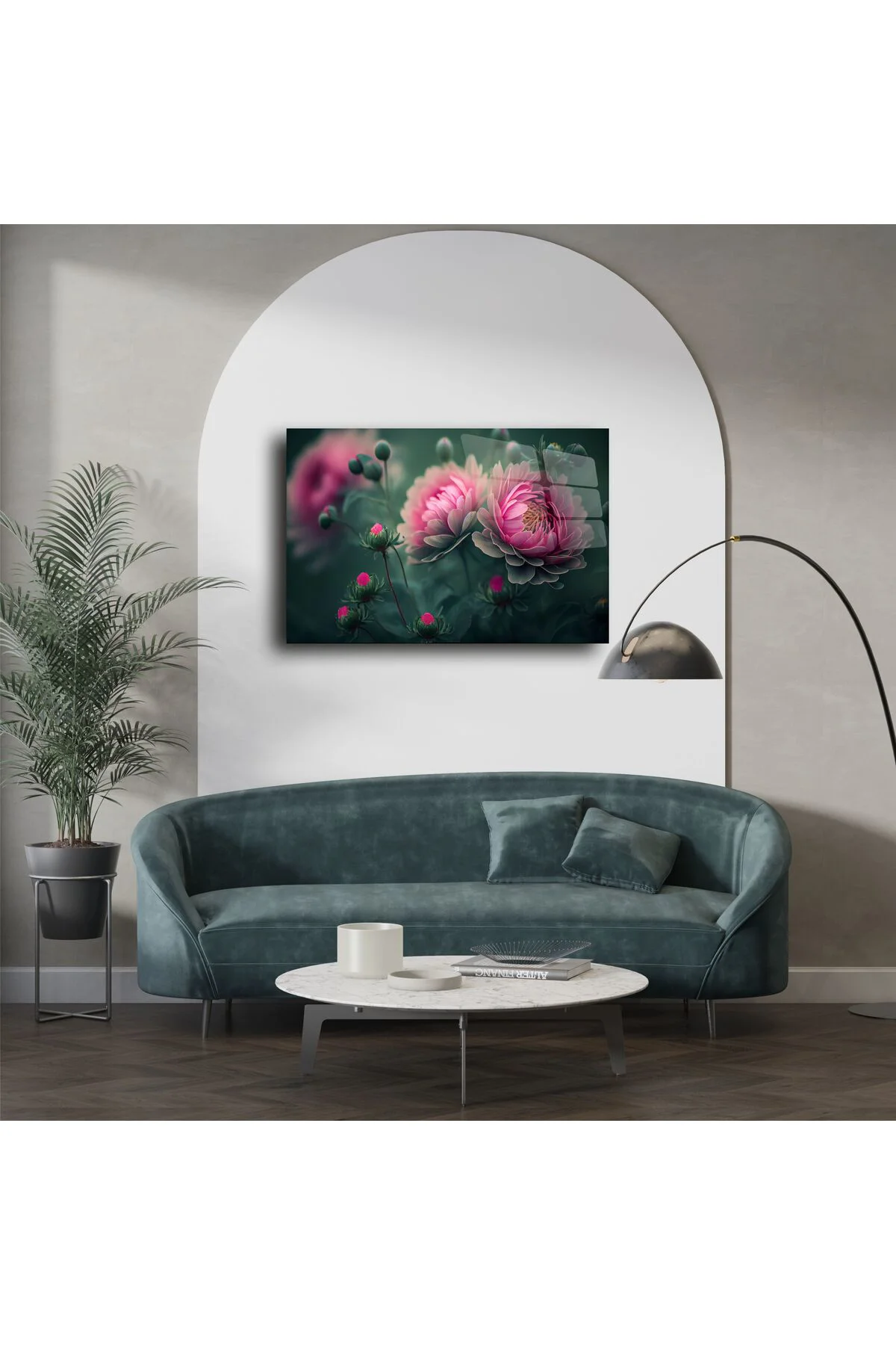 Lüks Cam Tablo Pembe Şakayık Çiçek Desenli Modern Duvar Dekoru Lüks Cam Tablo Pembe Şakayık Çiçek Desenli Modern Duvar Dekoru