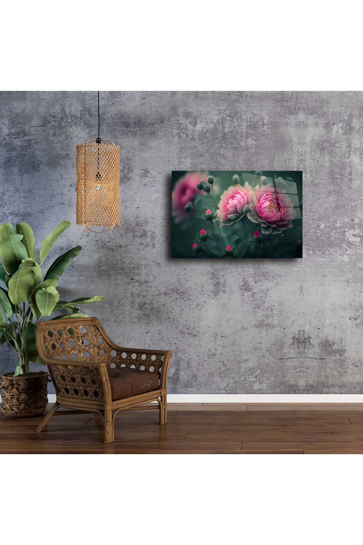 Lüks Cam Tablo Pembe Şakayık Çiçek Desenli Modern Duvar Dekoru Lüks Cam Tablo Pembe Şakayık Çiçek Desenli Modern Duvar Dekoru