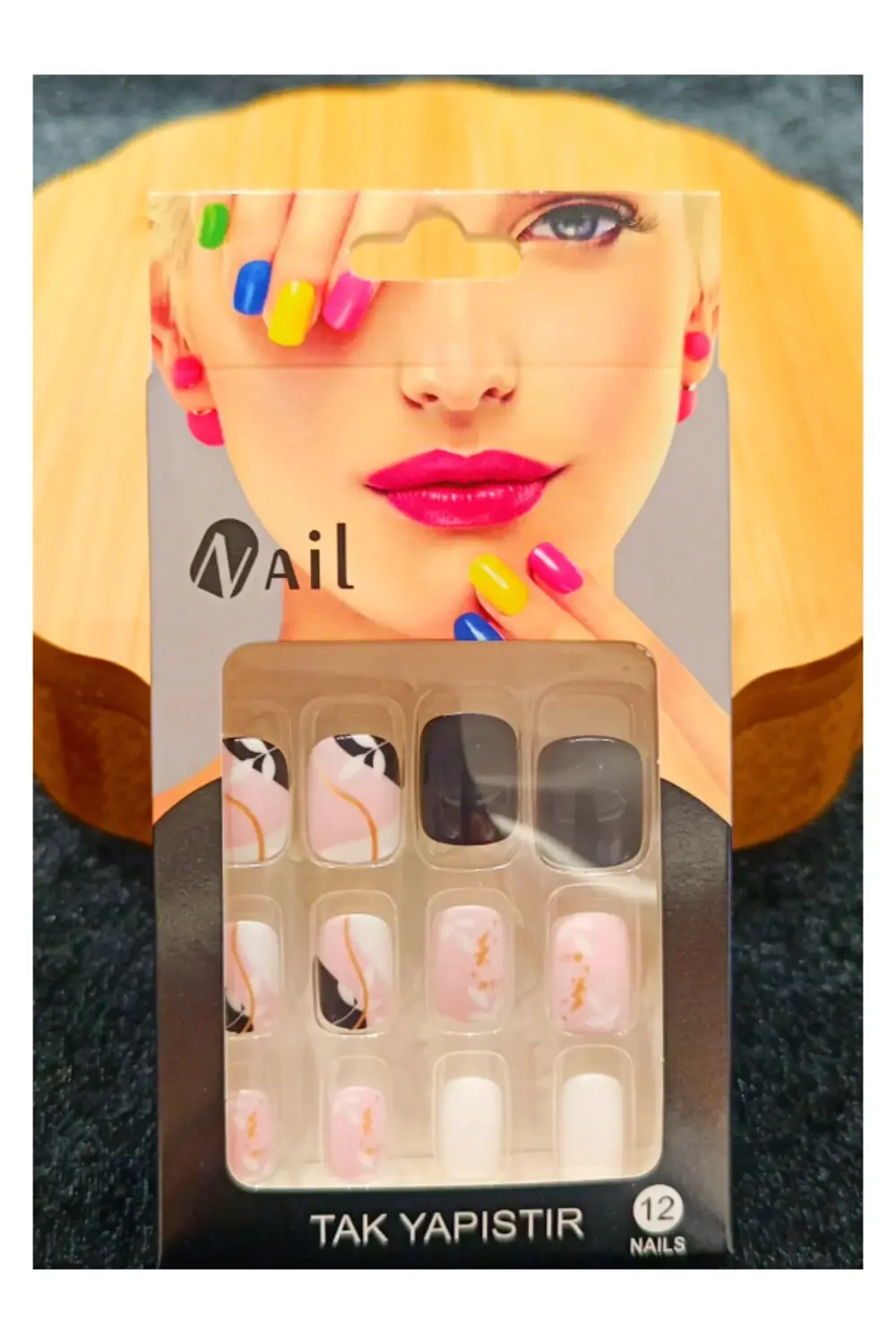 Lüks Çift Renk Figürlü Takma Tırnak
