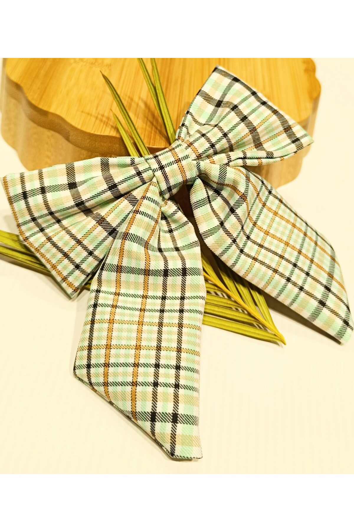 Monalisa Home Lüks Ekose Desenli Gösterişli Fiyonk Klips Toka