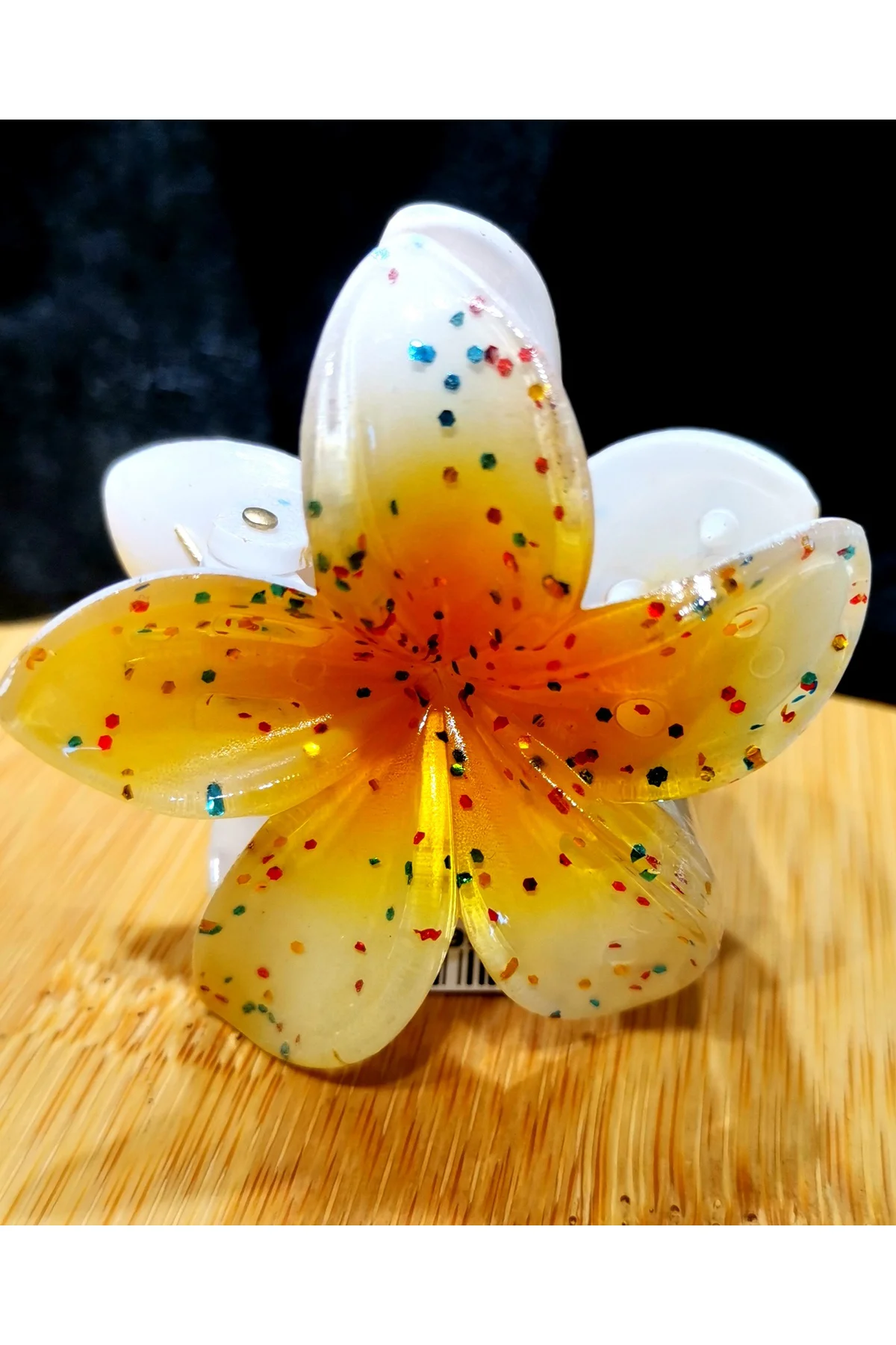 Lüks Figürlü Parıltılı Küçük Sarı Lotus Toka
