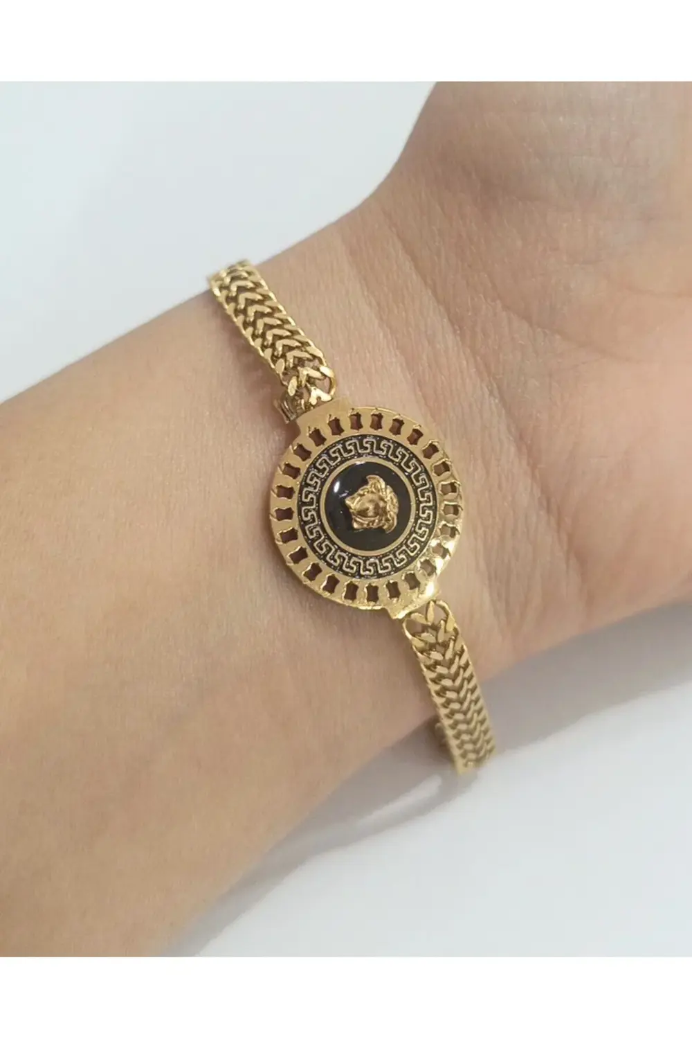 Lüks Gösterişli Figürlü Altın Renk Bileklik