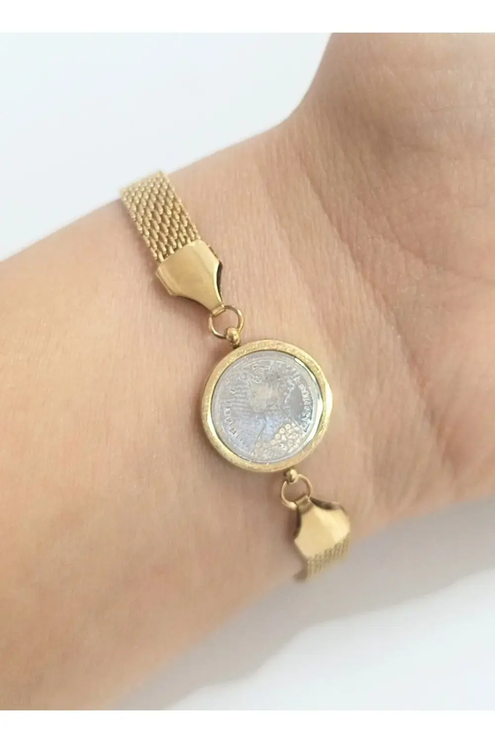 Lüks Gösterişli Figürlü Altın Renk Bileklik