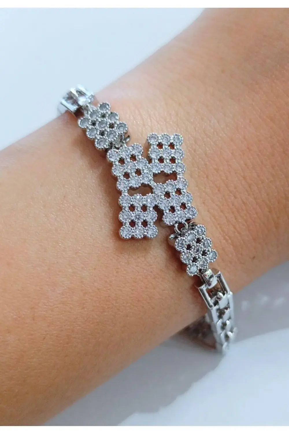 Lüks Gösterişli Figürlü Gümüş Renk Bileklik