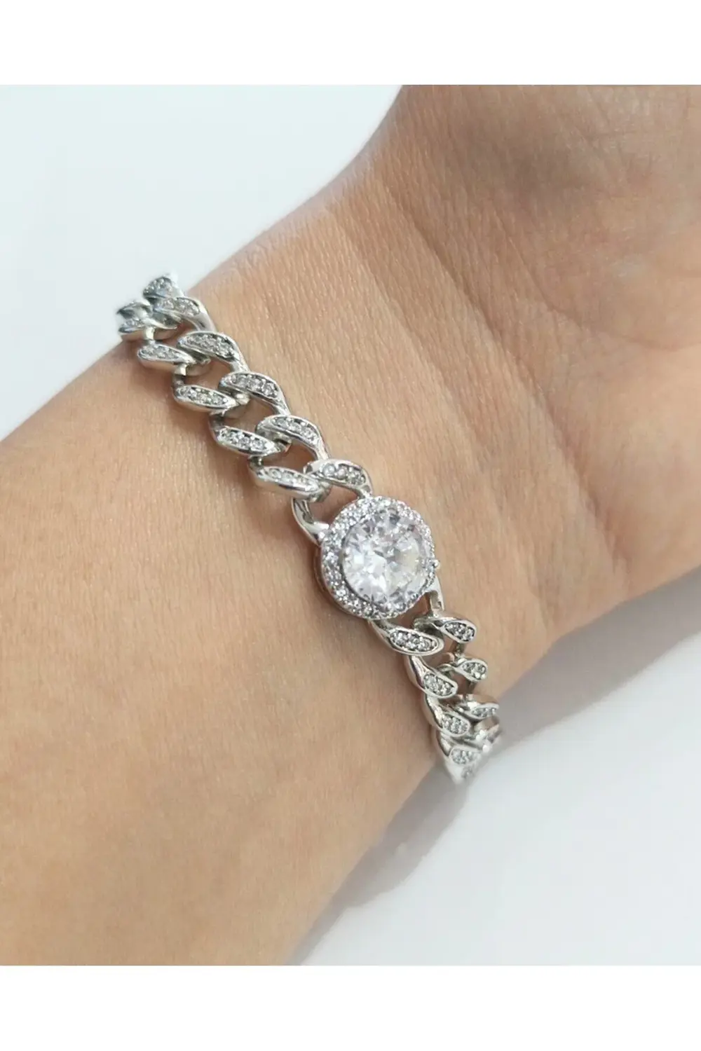 Lüks Gösterişli Figürlü Gümüş Renk Bileklik