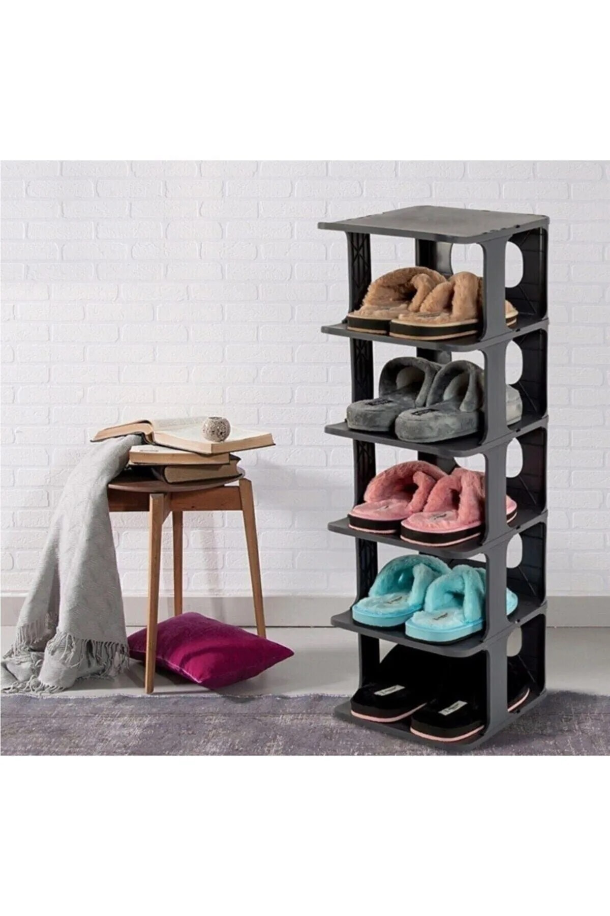 Naturawin Lüks Ayakkabılık Düzenleyici Organizer 5 Katlı Anrasit Gri