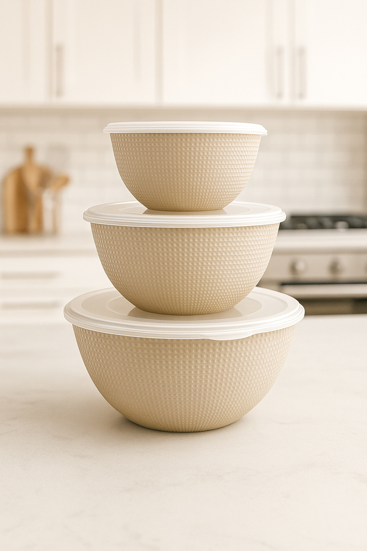 Pazar Kapısı Lüks Kapaklı 3 Boy Kase Saklama Kabı 0,5 L - 1,0 L - 2,0 L