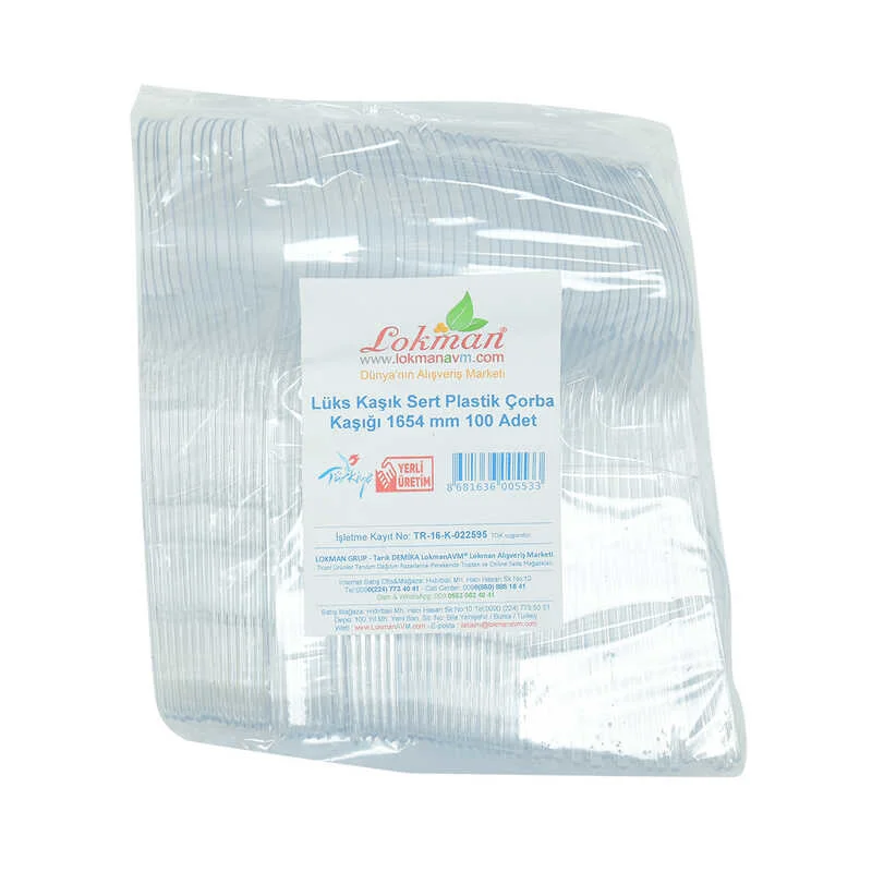 Lüks Kaşık Sert Plastik Çorba Kaşığı 1654 mm Şeffaf 100 Adet — Tek Kullanımlık Şık Kaşık Fiyatı, Yorumları ve Özellikleri