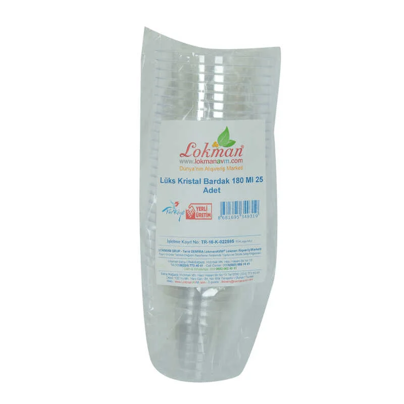 Lüks Kristal Bardak – Sert Plastik Çay Kahve Otomat Bardağı 180 Ml 25'li Paket Lüks Kristal Bardak – Sert Plastik Çay Kahve Otomat Bardağı 180 Ml 25'li Paket