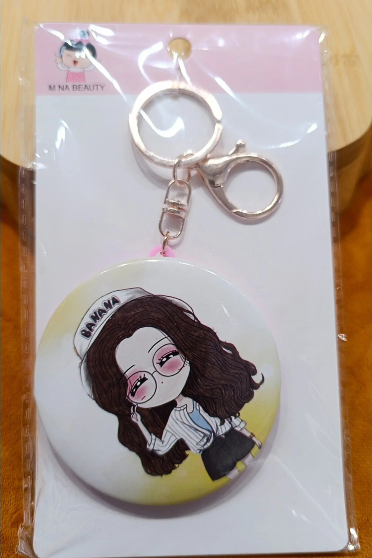 Lüks Küçük Boy Figürlü Çift Taraflı Anahtarlıklı Ayna