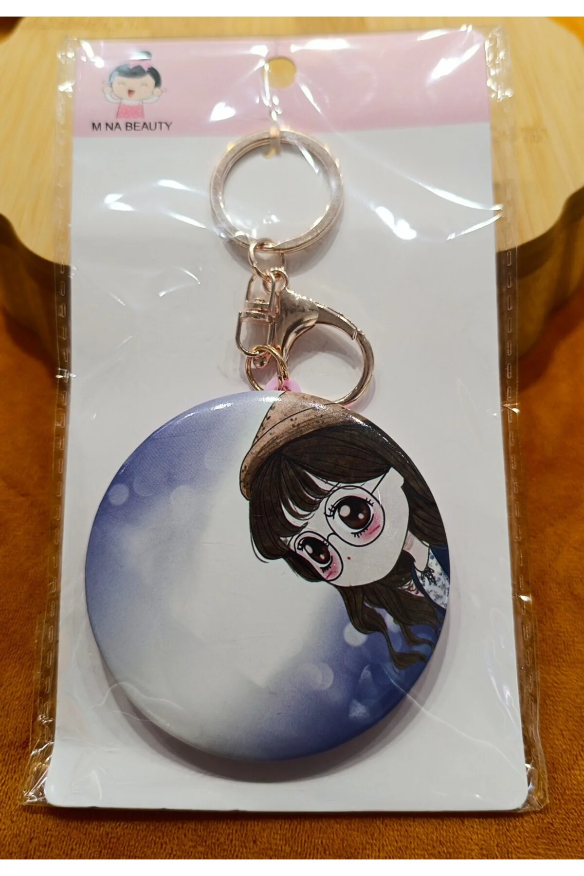 Lüks Küçük Boy Figürlü Çift Taraflı Anahtarlıklı Ayna